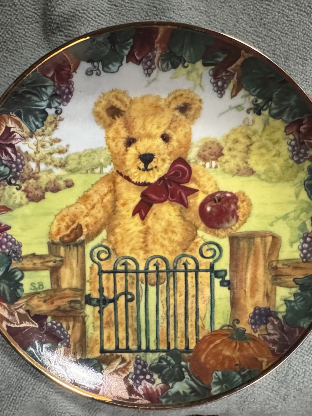 Franklin Mint Teddy’s First Harvest fine porcelain limited edtn Collector Plate